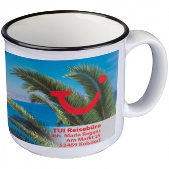 Logotrade corporate gift picture of: Ceramic cup with black rim, white