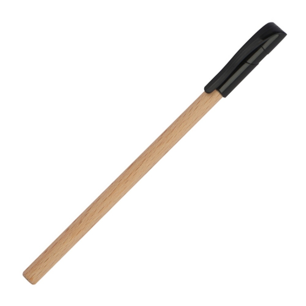 Logotrade promotional item picture of: Wooden ballpen with black plastic cap, Brown