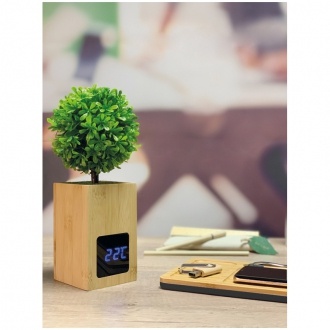 Logotrade promotional product picture of: Bamboo desk clock, Beige