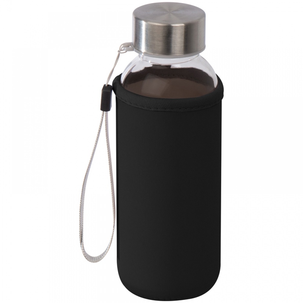 Logo trade promotional giveaway photo of: Drinking bottle with neoprene sleeve, Black/White