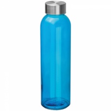 Transparent drinking bottle with imprint, blue