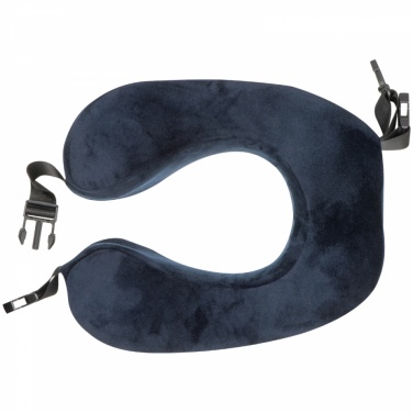 Logo trade promotional giveaways image of: Plush neck pillow with closure band, Blue