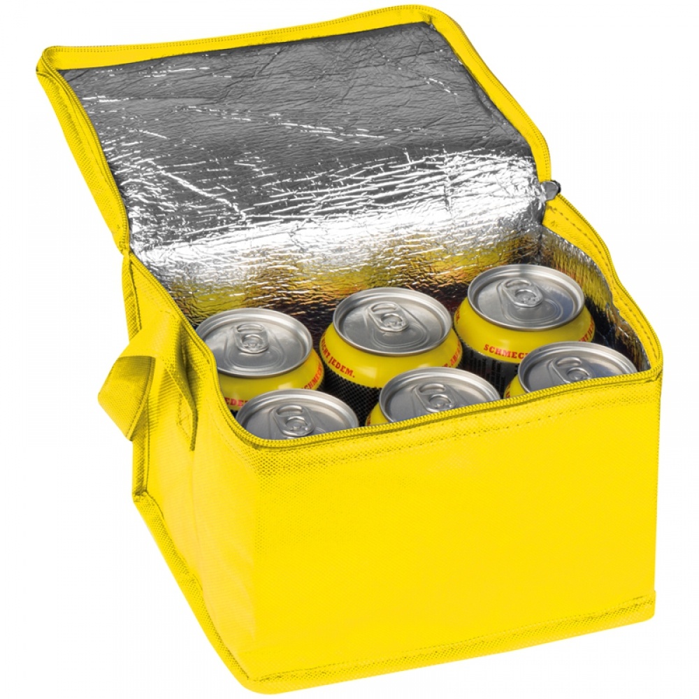 Logo trade promotional gifts picture of: Non-woven cooling bag - 6 cans, Yellow