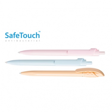 Logo trade corporate gifts image of: Golff Safe Touch antibacterial ballpoint pen, white