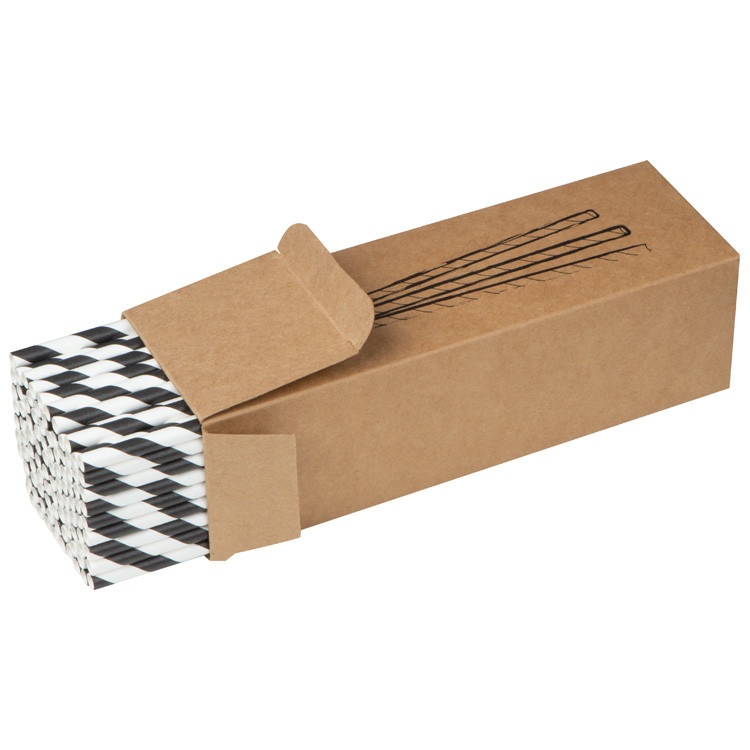 Logotrade promotional item image of: Set of 100 drink straws made of paper, black-white