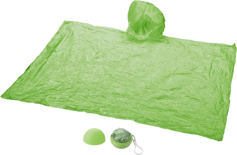 Logo trade promotional giveaway photo of: Xina rain poncho in storage ball with keychain, lime