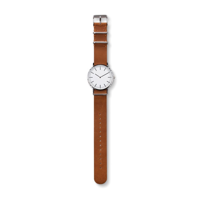 Logo trade promotional item photo of: #3 Watch with genuine leather strap, brown