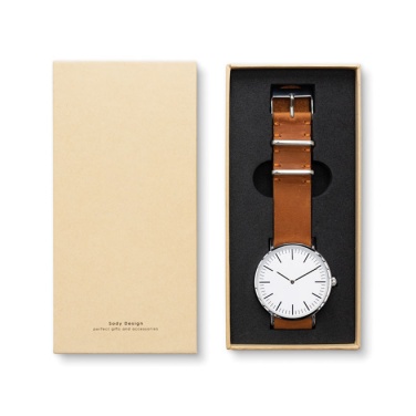 Logotrade promotional giveaway picture of: #3 Watch with genuine leather strap, brown