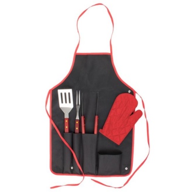 Logo trade advertising products picture of: Axon BBQ set - apron,  glove, accessories, red