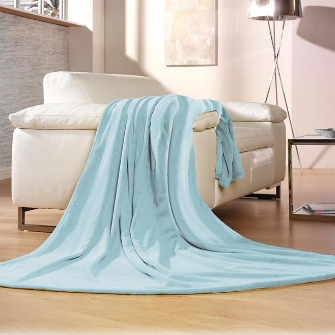 Logo trade promotional giveaway photo of: Memphis soft fleece blanket, blue