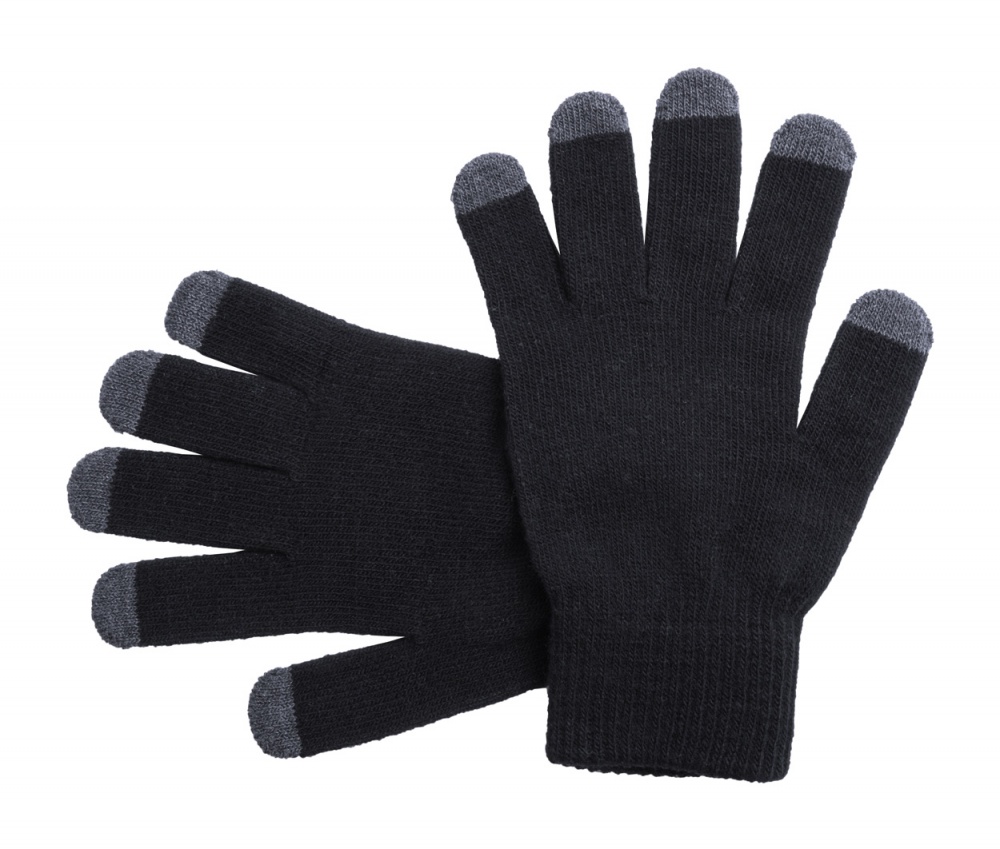 Logo trade promotional merchandise picture of: Touch screen gloves, black