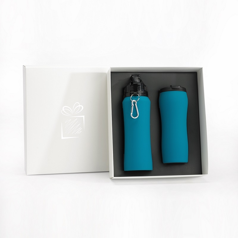 Logotrade promotional merchandise picture of: WATER BOTTLE & THERMAL MUG SET, turquoise