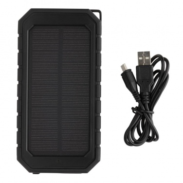 Logotrade advertising product picture of: 10.000 mAh Solar Powerbank with 10W Wireless Charging, black
