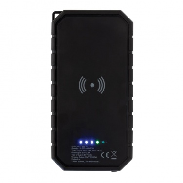 Logo trade promotional gift photo of: 10.000 mAh Solar Powerbank with 10W Wireless Charging, black
