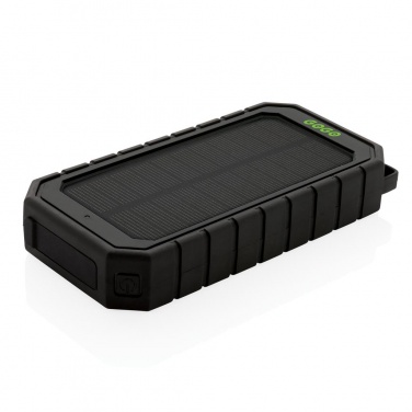 Logo trade promotional items image of: 10.000 mAh Solar Powerbank with 10W Wireless Charging, black