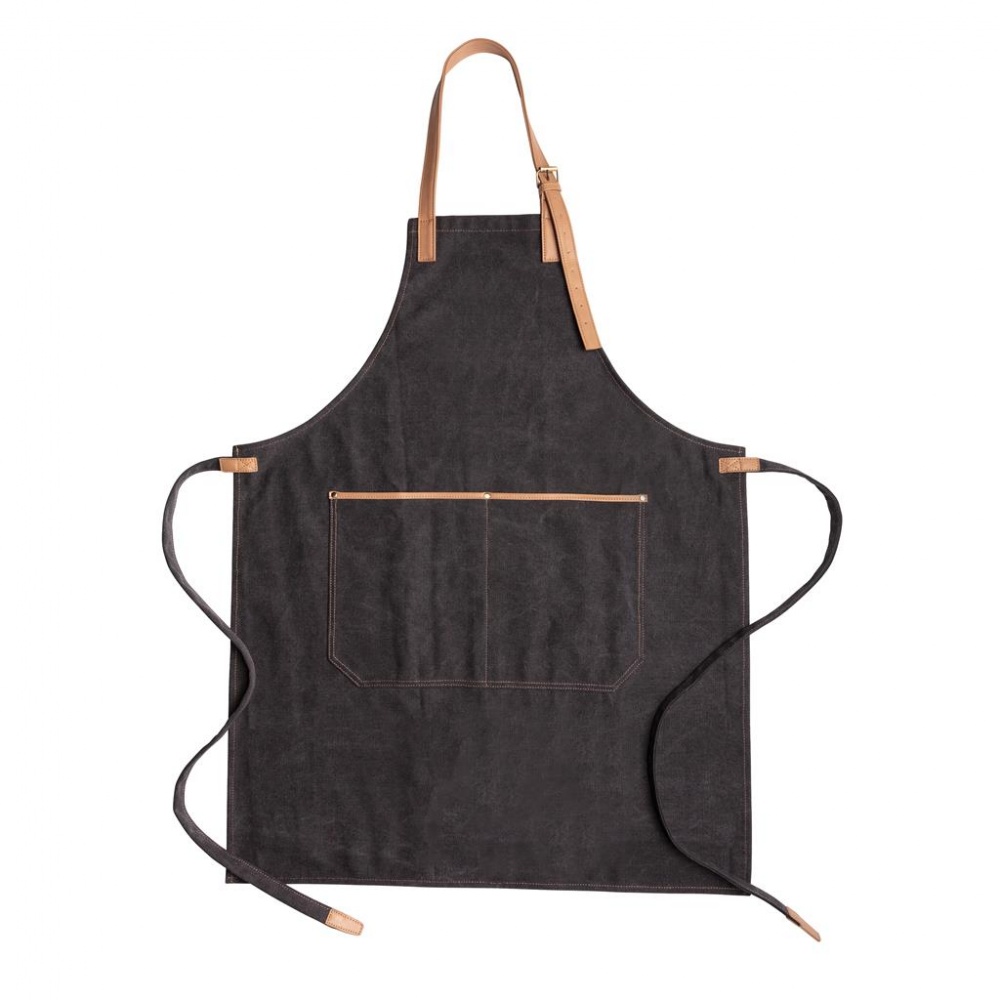 Logo trade promotional giveaway photo of: Deluxe canvas chef apron, black