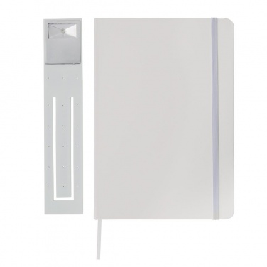 Logo trade promotional merchandise image of: A5 Notebook & LED bookmark, white