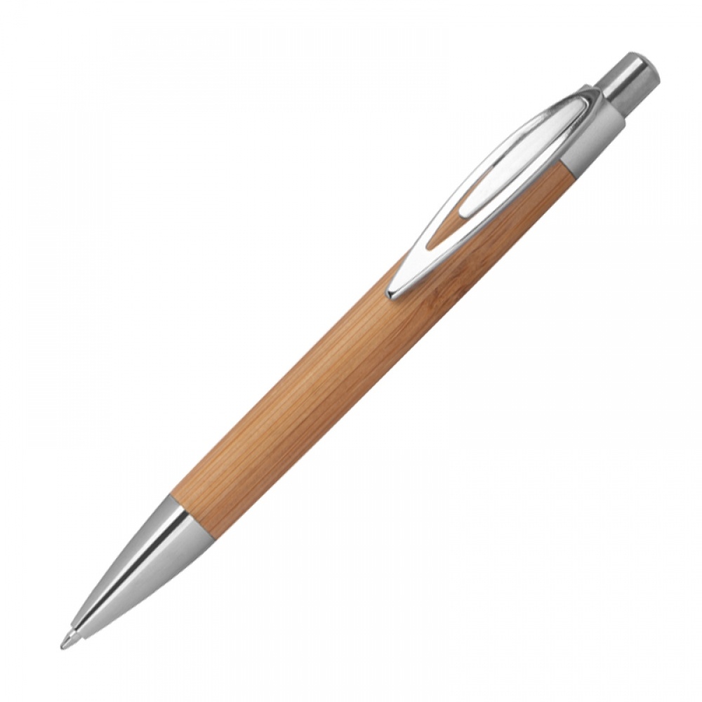 Logo trade promotional merchandise picture of: #9 Bamboo ballpen with sharp clip, beige
