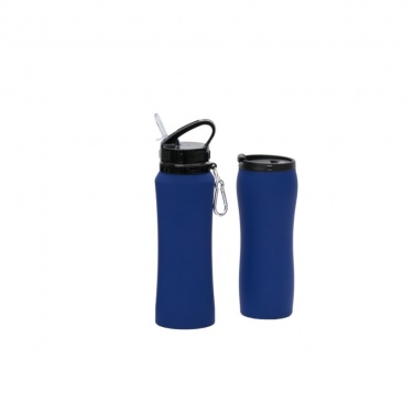 Logotrade corporate gift picture of: WATER BOTTLE & THERMAL MUG SET, navy blue