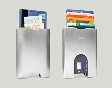 Logo trade business gift photo of: Card holder Walter wallet aluminum, silver
