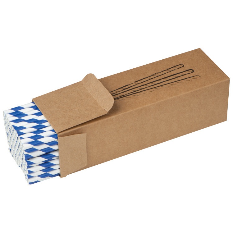 Logotrade promotional merchandise picture of: Set of 100 drink straws made of paper, white blue