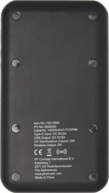 Logo trade promotional item photo of: Nucleus UV smartphone sanitizer with 10000 mAh powerbank, black
