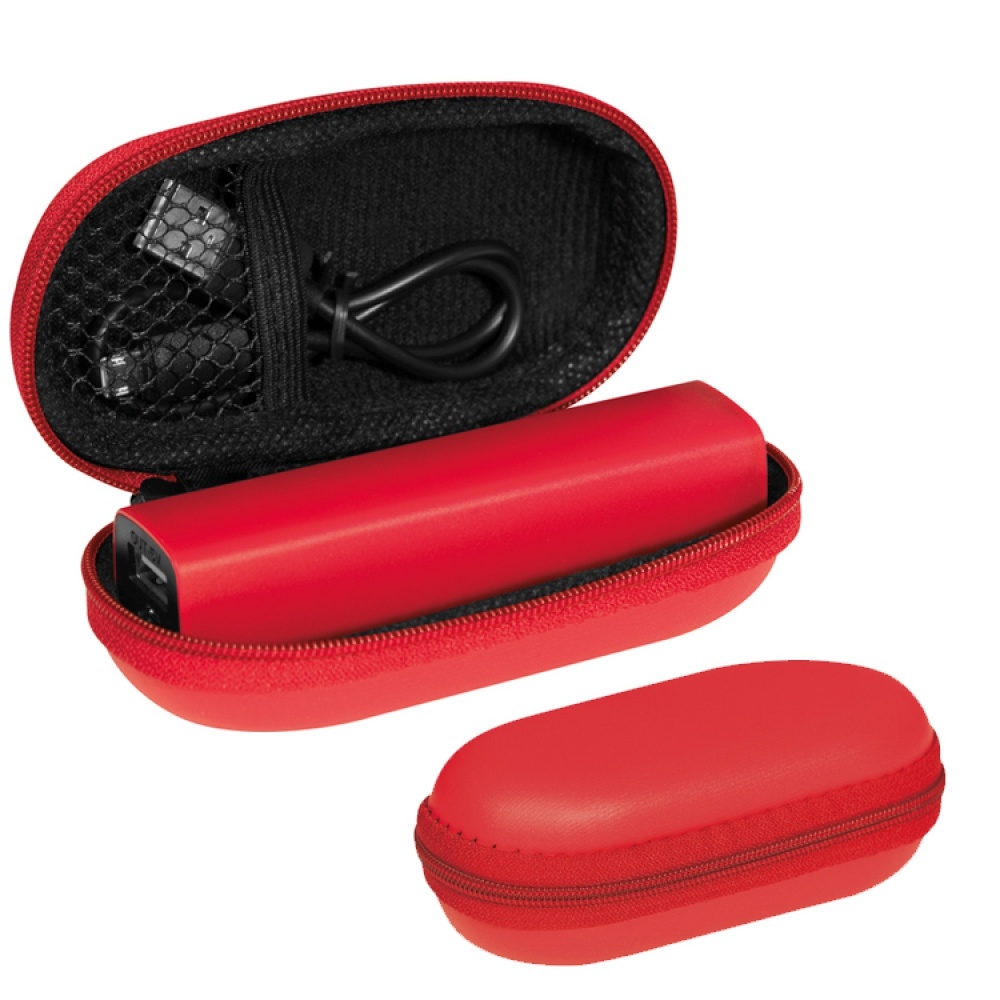 Logotrade promotional item image of: 2200 mAh Powerbank with case, Red