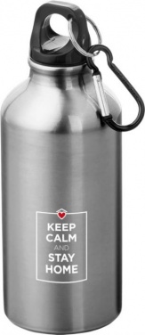 Logotrade promotional product image of: Oregon drinking bottle with carabiner, silver