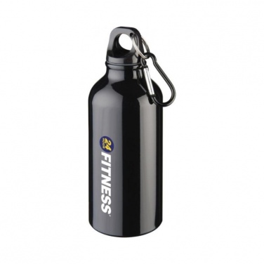 Logotrade business gift image of: Oregon drinking bottle with carabiner, black
