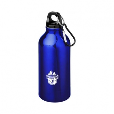 Logo trade promotional gift photo of: Oregon drinking bottle with carabiner, blue