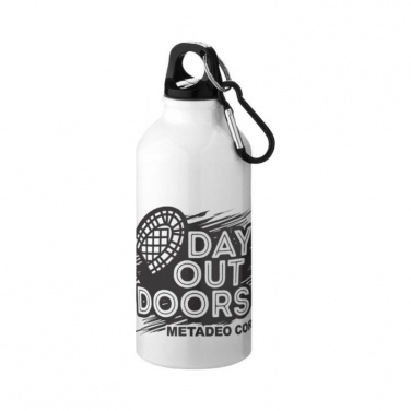 Logotrade promotional item picture of: Oregon drinking bottle with carabiner, white