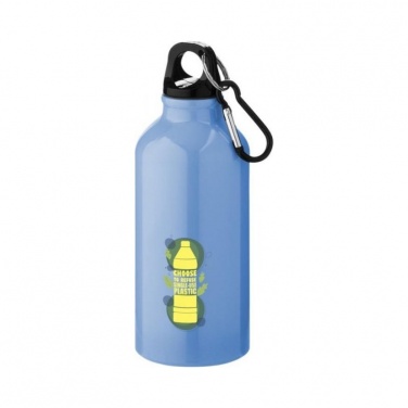 Logo trade corporate gifts picture of: Drinking bottle with carabiner, light blue