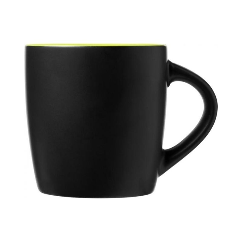 Logotrade promotional giveaway image of: Riviera 340 ml ceramic mug, black/lime