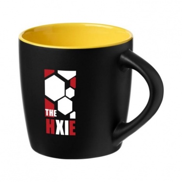 Logotrade business gift image of: Riviera 340 ml ceramic mug, yellow/black