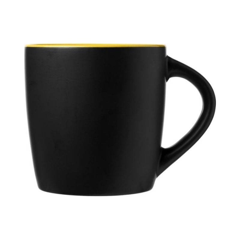 Logo trade promotional gifts picture of: Riviera 340 ml ceramic mug, yellow/black
