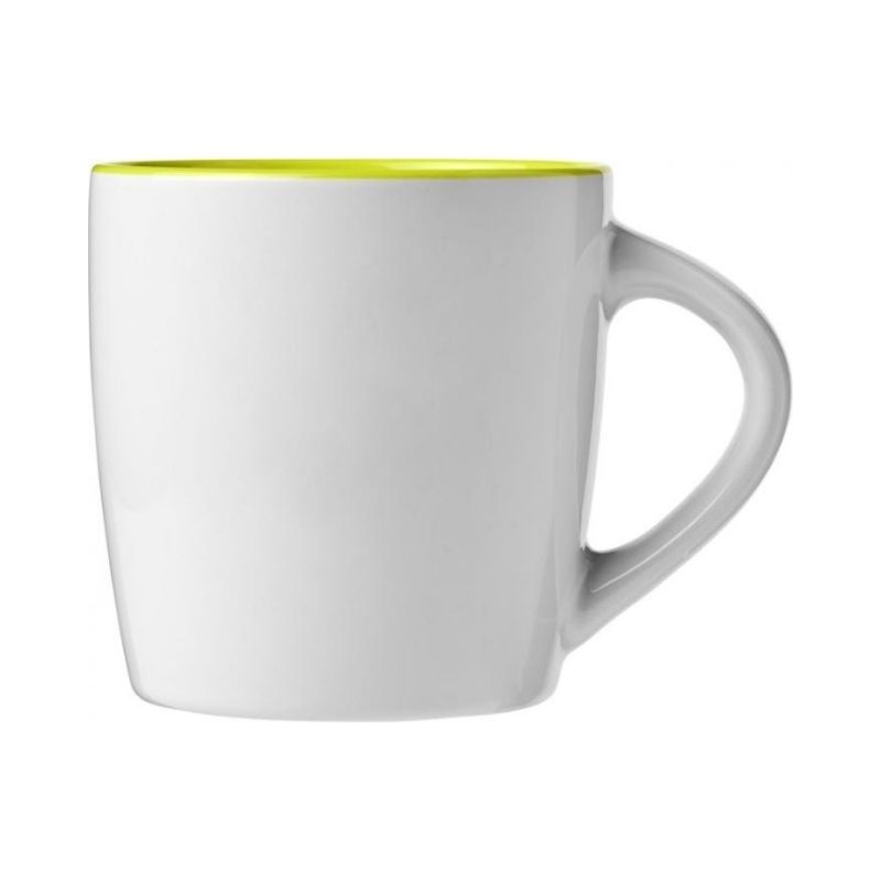 Logo trade business gift photo of: Aztec 340 ml ceramic mug, white/lime green