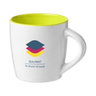 Logo trade promotional gifts picture of: Aztec 340 ml ceramic mug, white/lime green