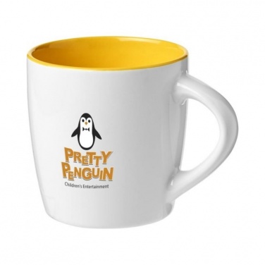 Logo trade promotional products image of: Aztec 340 ml ceramic mug, white/yellow
