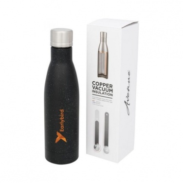 Logo trade promotional items image of: Vasa speckled copper vacuum insulated bottle, black