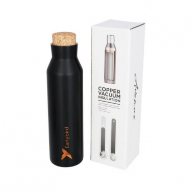 Logo trade business gifts image of: Norse copper vacuum insulated bottle with cork, black