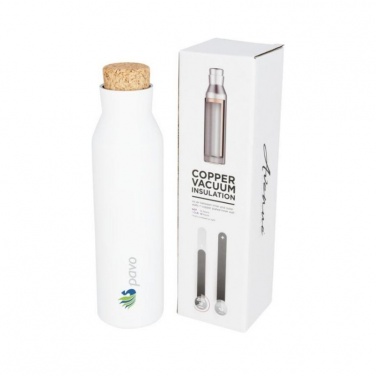 Logo trade promotional merchandise photo of: Norse copper vacuum insulated bottle with cork, white