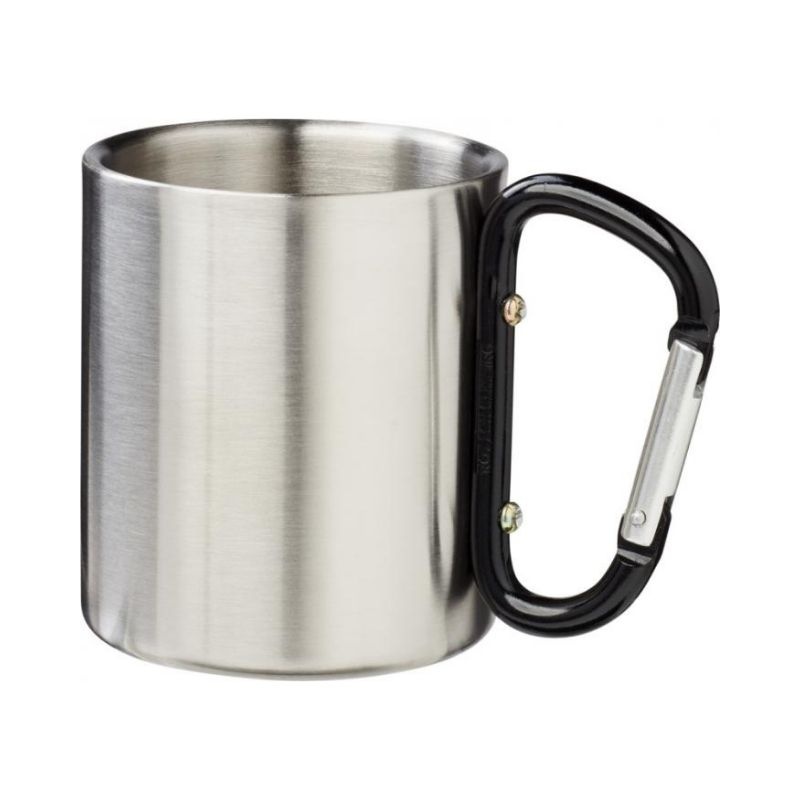 Logo trade promotional merchandise image of: Alps 200 ml vacuum insulated mug with carabiner, black