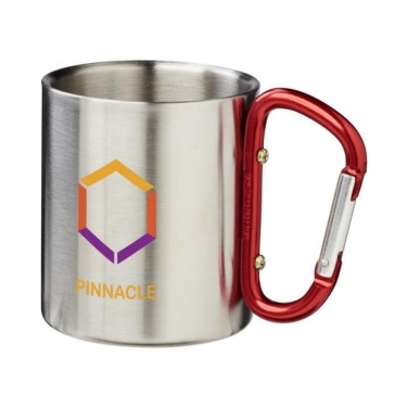 Logo trade promotional products picture of: Alps 200 ml vacuum insulated mug with carabiner, red