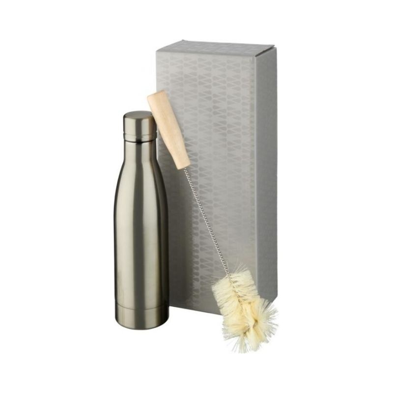 Logo trade promotional products picture of: Vasa copper vacuum insulated bottle with brush set, titanium