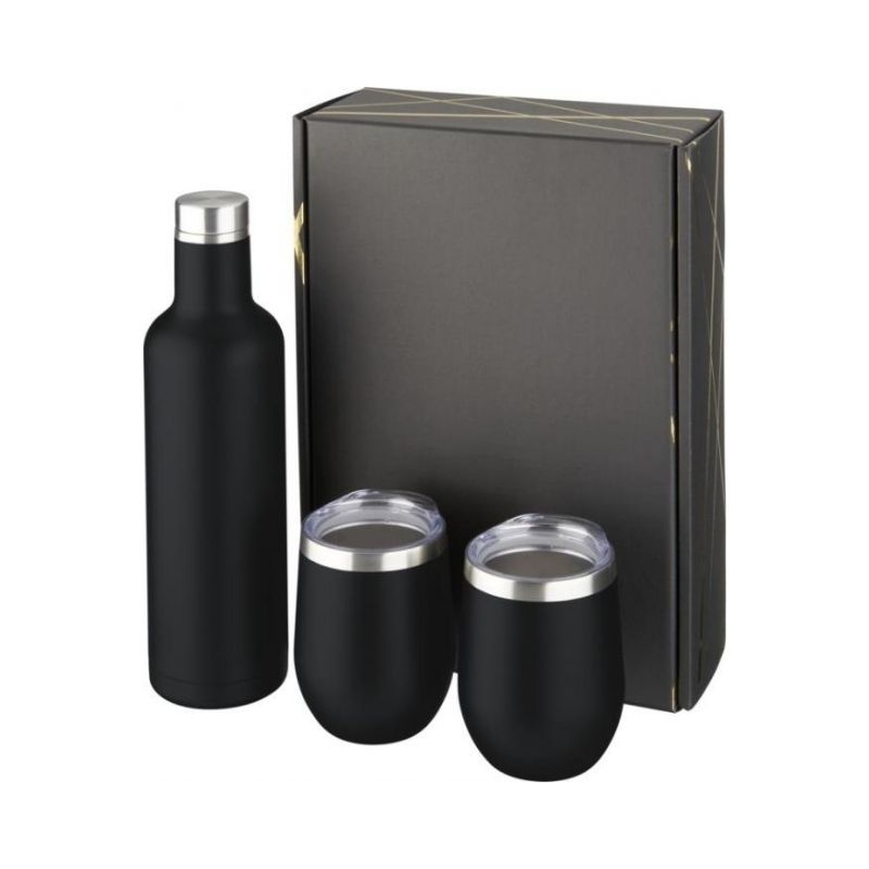 Logo trade promotional products image of: Pinto and Corzo copper vacuum insulated gift set, black