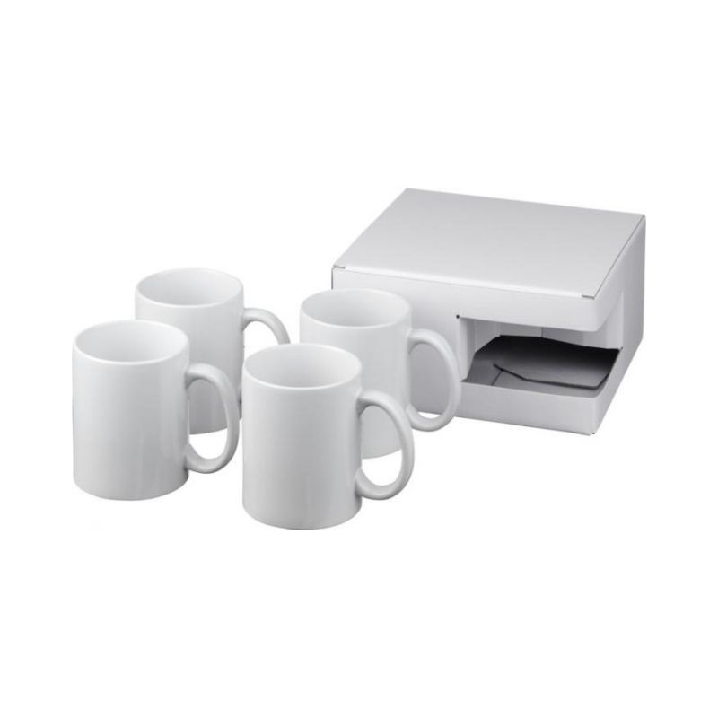 Logotrade promotional product picture of: Ceramic mug 4-pieces gift set, white