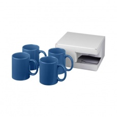 Ceramic mug 4-pieces gift set, blue