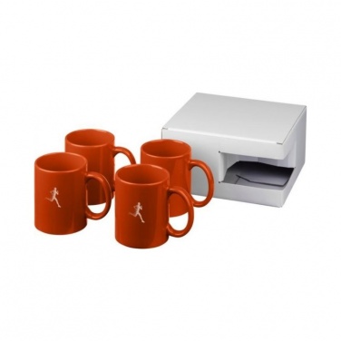 Logo trade corporate gifts picture of: Ceramic mug 4-pieces gift set, orange