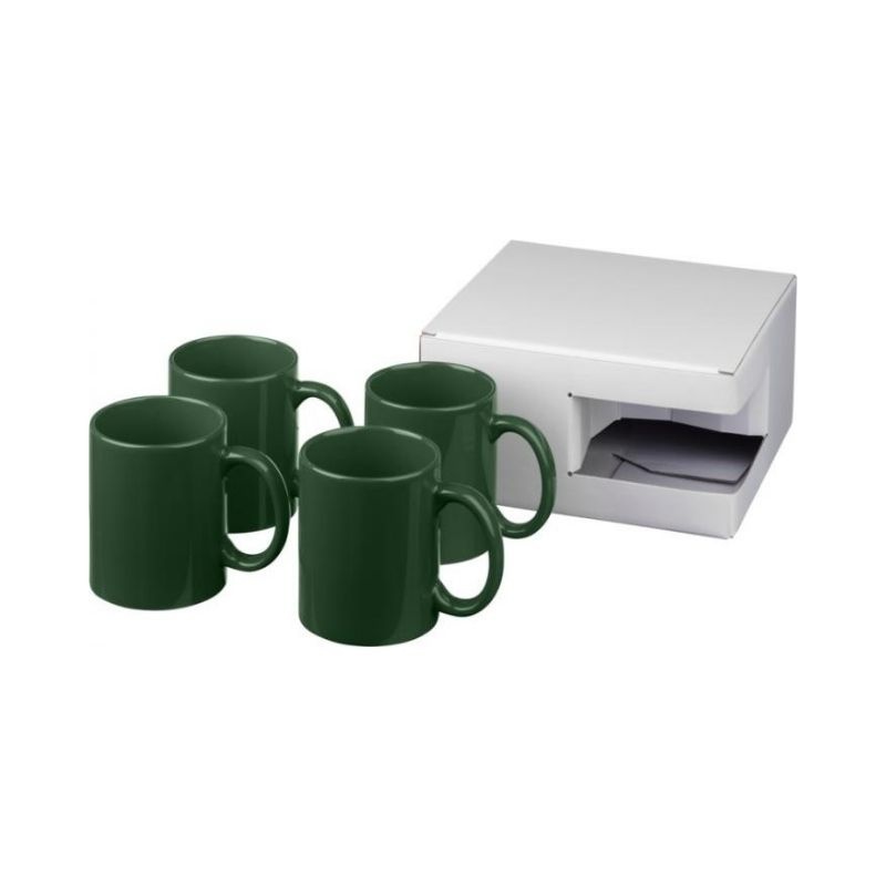 Logo trade promotional gifts picture of: Ceramic mug 4-pieces gift set, green