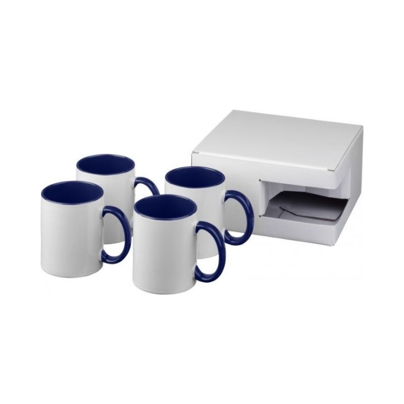 Logo trade promotional merchandise picture of: Ceramic sublimation mug 4-pieces gift set, blue